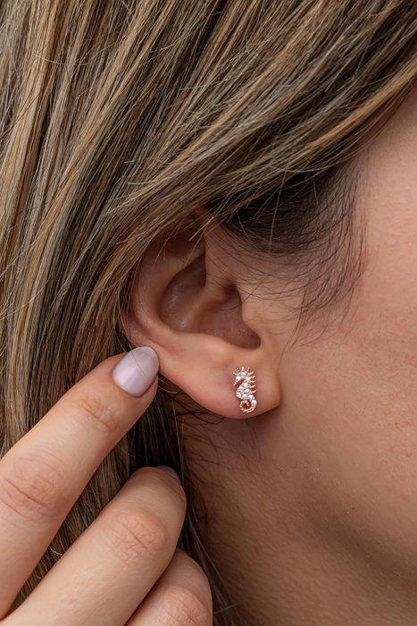 Heliophilia Silver Pendientes de Plata de Ley 925 con Oro Rosa y Circón Heliophilia Silver Pendientes de Plata de Ley 925 con Oro Rosa y Circón